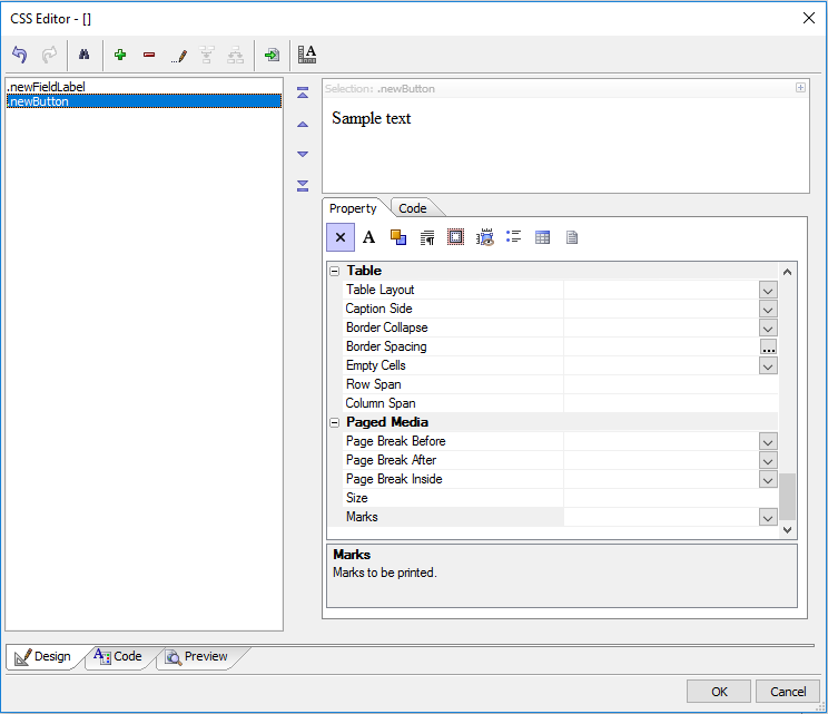 The Design Tab